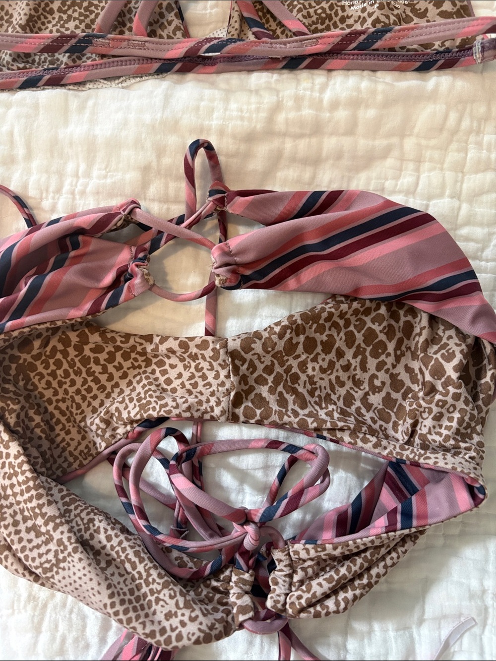 acacia swimwear Pink & Black Striped 70’s Striped Bikini Set - Picture 5 of 5